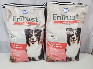 2 New Large 20 lb Bags of Entrust Adult Dog Food