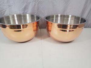 2 New Large Tramontina Copper Clad Mixing Bowls