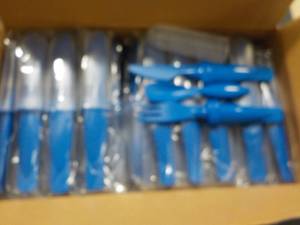 lot 93 image: Case of 50 Royal Blue Plastic Cutle...