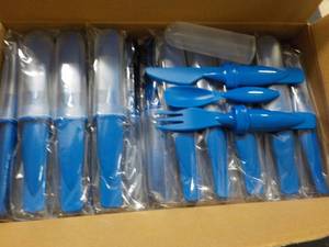 lot 94 image: Case of 50 Royal Blue Plastic Cutle...