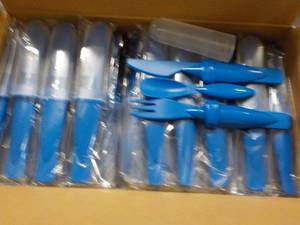 lot 95 image: Case of 50 Royal Blue Plastic Cutle...