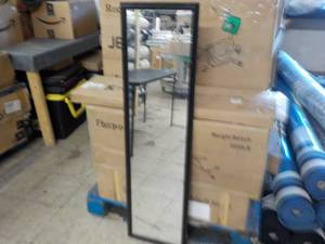 lot 113 image: 14 x 49 Black Framed Mirror...