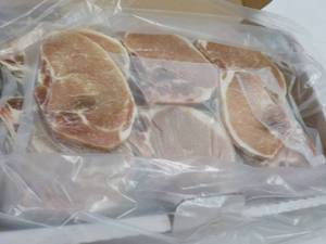 lot 219 image: 10 lb. Box Frozen Bone In Porkchops...