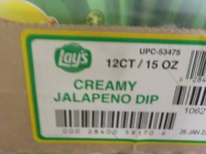 lot 245 image: 12 Pack Lays Jalapeno Dip...