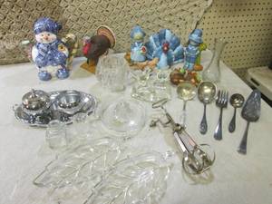 (F-1) Assorted Ceramic, Metal Glass...