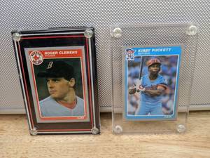 1985 Fleer Roger Clemens Rookie Baseball Card Red Sox MLB #155 1985 Fleer Kirby Puckett Rookie Baseball Card Twins HOF MLB #286 X