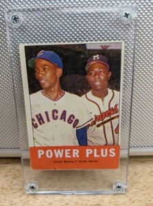 1963 Topps Ernie Banks Chicago Cubs Hank Aaron Milwaukee Braves Baseball Card HOF MLB #242 X