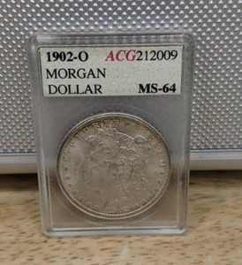 Antique 1902-O Morgan Silver Dollar Graded Coin ACG MS 64 X