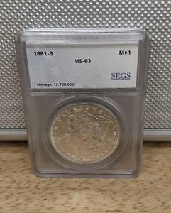 1881-S Morgan Silver Dollar Graded Coin SEGS MS 63 X
