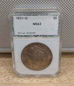 1921-D Morgan Silver Dollar Graded Coin PCI MS 62 X