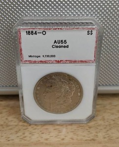 1884-O Morgan Silver Dollar Graded Coin PCI AU 55 Cleaned X