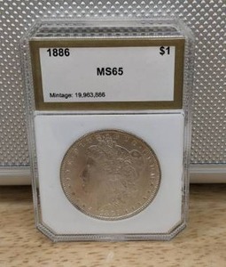 1886 Morgan Silver Dollar Graded Coin PCI MS 65 X