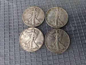 Set of (4) Walking Liberty Half Dollar Coins 1937 1939 1941 1942  X