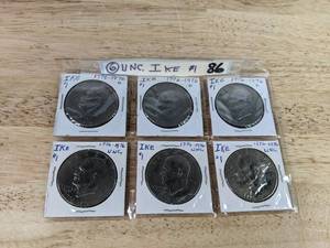 Collection of (6) 1776-1976 Eisenhower Silver Dollar Coins  X