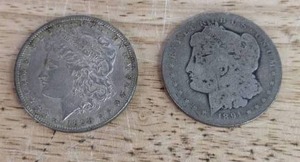 1891 & 1898 Morgan Silver Dollar Coins X
