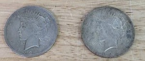 Pair of 1922 Peace Silver Dollar Coins X