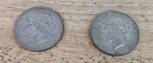 Pair of 1922 Peace Silver Dollar Coins X