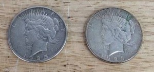 1923 & 1925 Peace Silver Dollar Coins X