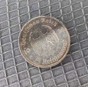 Rare 1934 5 Reichsmark Duetsches Silver Coin  X