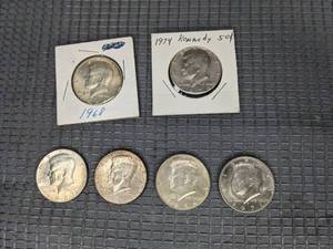 Set of (6) Kennedy Half Dollar Coins 1964 1969 1971 1967 1968 1974  X