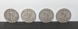 Set of (4) Walking Liberty Half Dollar Coins 1943 1944 1945 1946  X