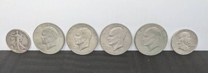 1960 Franklin Half Dollar Coin 1943 Walking Liberty Half Dollar Coin (2) 1972 (2) 1971 Eisenhower One Dollar Coins  X