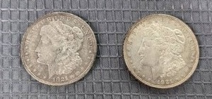 Pair of 1921 Morgan Silver Dollar Coins X