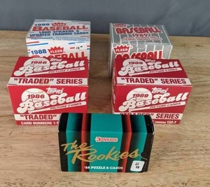 1988 &amp 1989 Fleer Baseball Logo Stickers &amp Updated Trading Cards, (2) 1986 Topps Baseball Picture Trading Cards, &amp 88 Donruss The Rookie Puzzle &amp Cards, MLB X