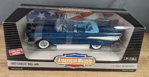 American Muscle Collectors Edition 1957 Chevy Bel Air 118th Scale Diecast Metal Highly Detailed Model - Blue X