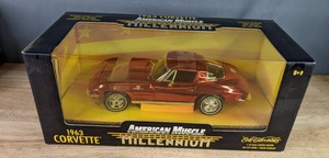 American Muscle Millennium 1963 Corvette 118 Scale Limited Edition Die Cast Metal Highly Detailed Model - Red X