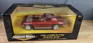 American Muscle 1967 Corvette Stingray 118 Scale Limited Edition Die Cast Metal Highly Detailed Model - Red X