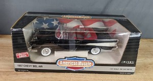 American Muscle Collectors Edition 1957 Chevy Bel Air 118th Scale Diecast Metal Highly Detailed Model - Black X