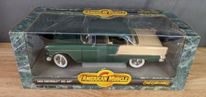 American Muscle 1955 Chevrolet Bel Air 118 Scale Die Cast Metal Highly Detailed Model, GreenCream X