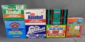 (7) Boxes of Playing Cards 1987 Fleer, 1986 Fleer, 1986 Rookie, 1988 Donruss, 1988 & 1989 Topps, & Fleet Award Winners Logo Stickers Trading Cards MLB X