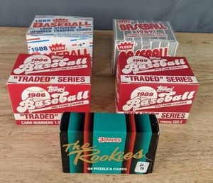 1988 & 1989 Fleer Baseball Logo Stickers & Updated Trading Cards, (2) 1986 Topps Baseball Picture Trading Cards, & 88 Donruss The Rookie Puzzle & Cards, MLB X