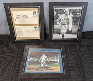 Pair of Babe Ruth MLB Framed Photos & Pair of 1983 Babe Ruth & Hank Aaron Stamped Envelopes X
