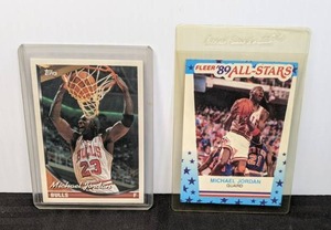 1989-90 Michael Jordan Fleer All Star Sticker Card & 1993-94 Michael Jordan Topps Basketball Card NBA  X