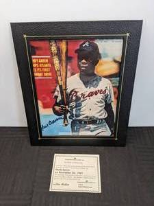 Hank Aaron Autographed 8 x 10 MLB Baseball HOF COA X