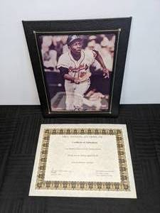 Hank Aaron Autographed 8 x 10 MLB Baseball HOF COA X