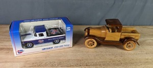 1960 Car Quest GMC Model Pick Up Die Cast Model Lockable Coin Bank and Wood Model Truck X