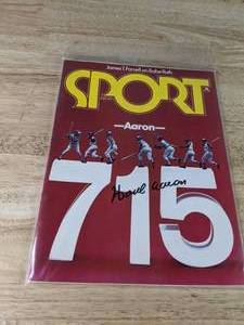 Hank Aaron Autographed Baseball Sports Magazine MLB HOF X