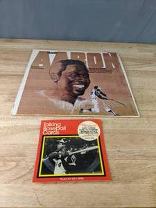 Hank Aaron - The Life of a Legend LP &amp Talking Baseball Cards Hank Aaron Record, MLB X