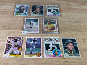 Set of (9) Rickey Henderson Baseball Cards HOF MLB  X