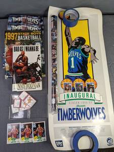 Autographed Scott Brooks Cards, Kevin Garnett & Timberwolves Posters, Dennis Rodman Book, Basketball Programs and Ticket Stubs for Minnesota Gophers NBA X