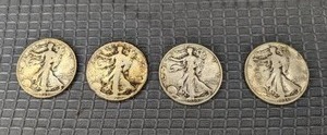 Set of (4) Walking Liberty Half Dollar Coins 1920, 1935, 1938, & 1936 X
