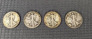 Set of (4) Walking Liberty Half Dollar Coins 1939, 1934, 1920, & 1935 X