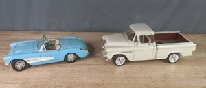 1957 Chevrolet Corvette & 1956 Chevrolet Pick Up Truck Die Cast Model Cars X