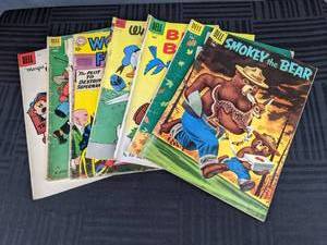 Collection of (7) Vintage Comic Books Smokey the Bear, Howdy Doody, Beetle Bailey, Walk Disney Comics, Worlds Finest, Priscillas Pop, & Marges Little Lulu Q