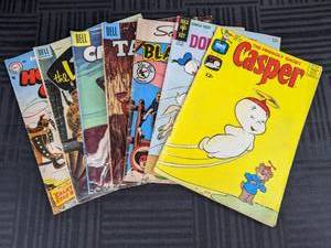 Collection of (7) Vintage Comic Books Casper, Walt Disney Donald Duck, Black Fury, Tarzan, The Cosco Kid, The Lone Ranger, & Hopalong Cassidy Q
