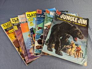 Collection of (7) Vintage Comic Books Dell, Jungle Jim, Roy Rogers, Classics Illustrated, White Fang, The Jungle Book, & More  Q